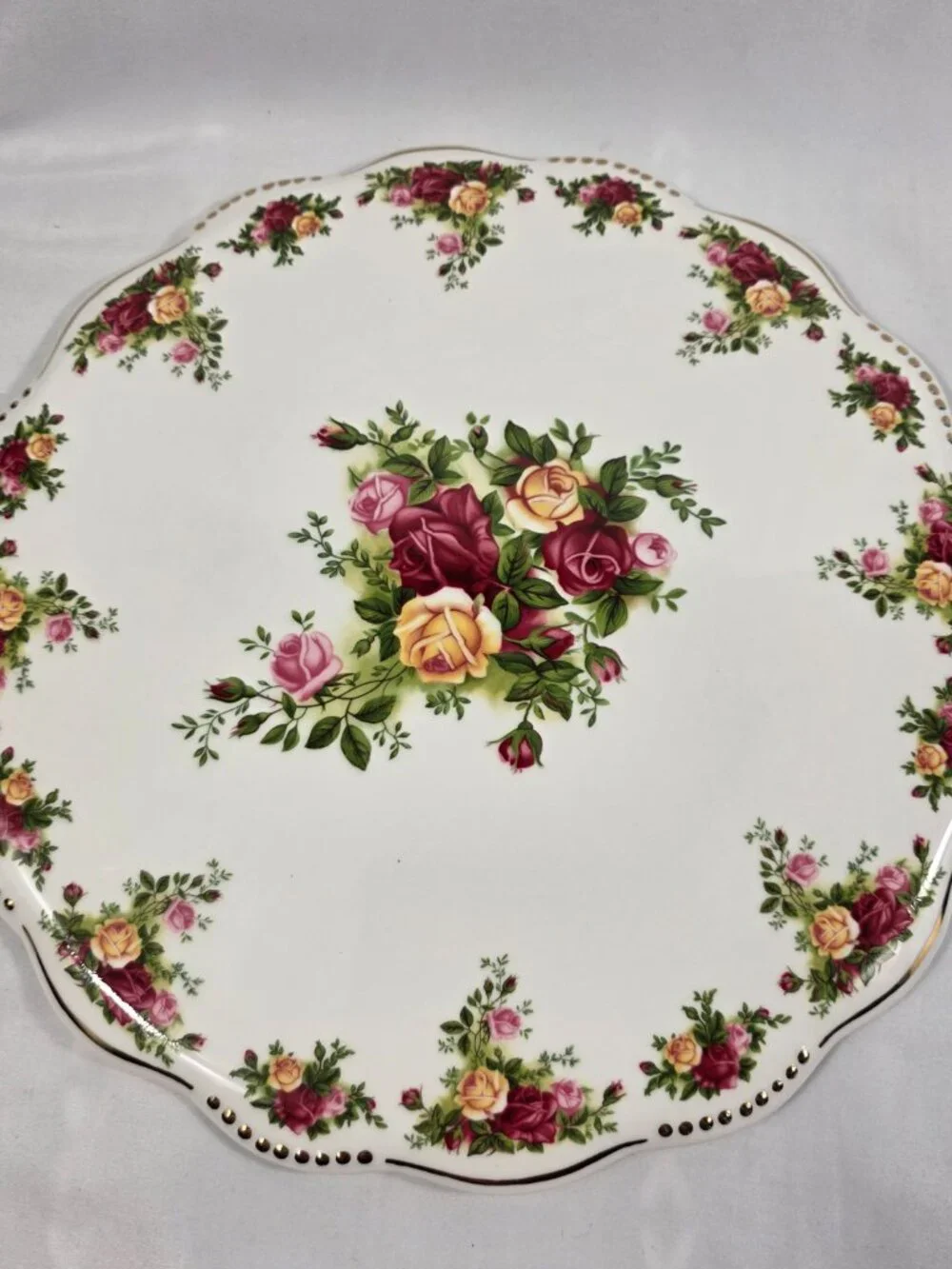 Royal Albert Old Country Roses Cake Plate & Server Set Red & Yellow Roses